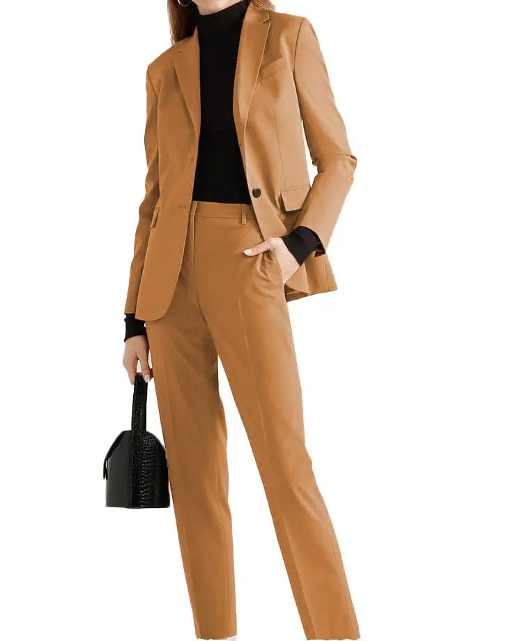 Single Buttons Notch Lapel 2 Pieces Women Suit | SOLOVEDRESS US 16 / Brown