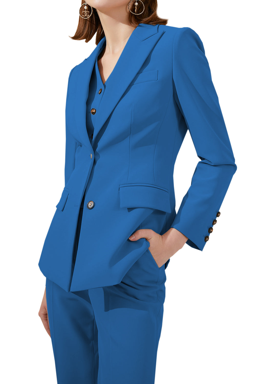 3 Piece Business Peak Lapel Slim Fit Women Suit