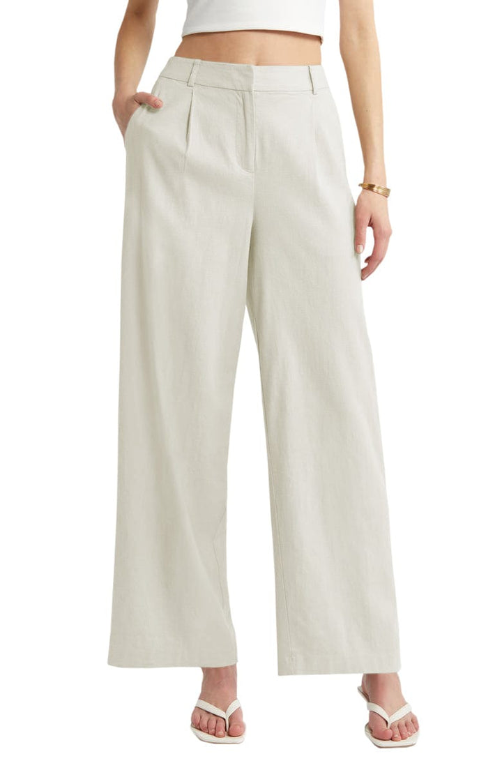 solovedress Beige Linen Casual Women's Pants