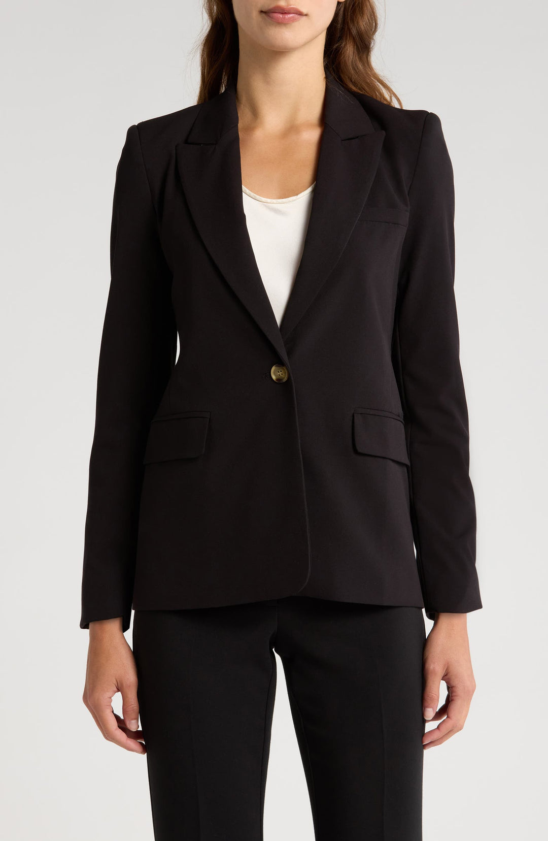 solovedress Black Women Suit 2 Piece Single Buttons Peak Lapel Blazer (Blazer+Pants)