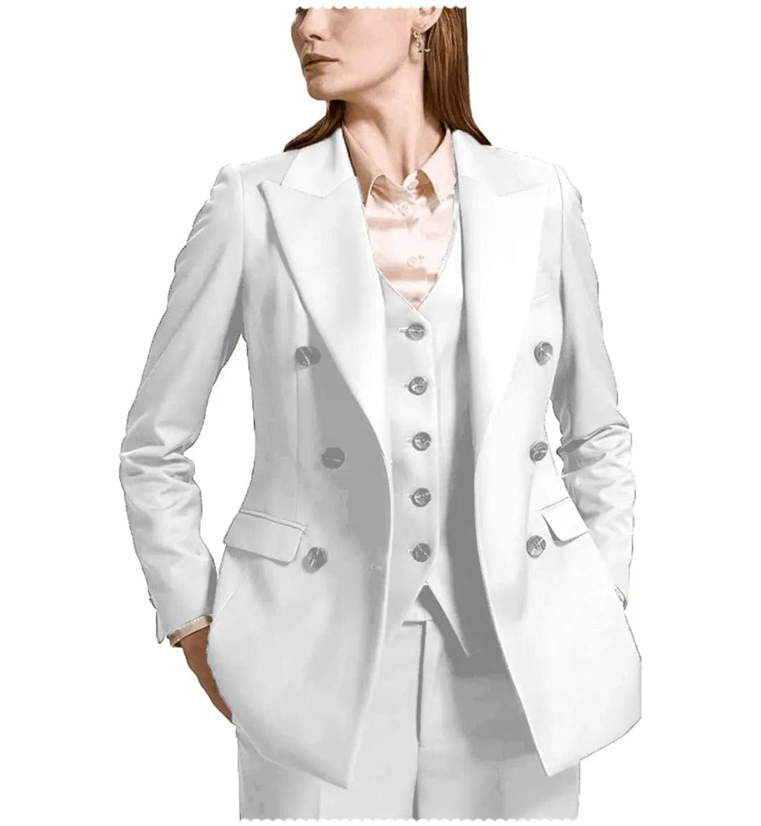 Classic White Womens Suit, Office Women 3 Piece Suit With Slim Fit Pants,  Buttoned Vest and Single-breasted Blazer, Office Wear for Women -   Norway