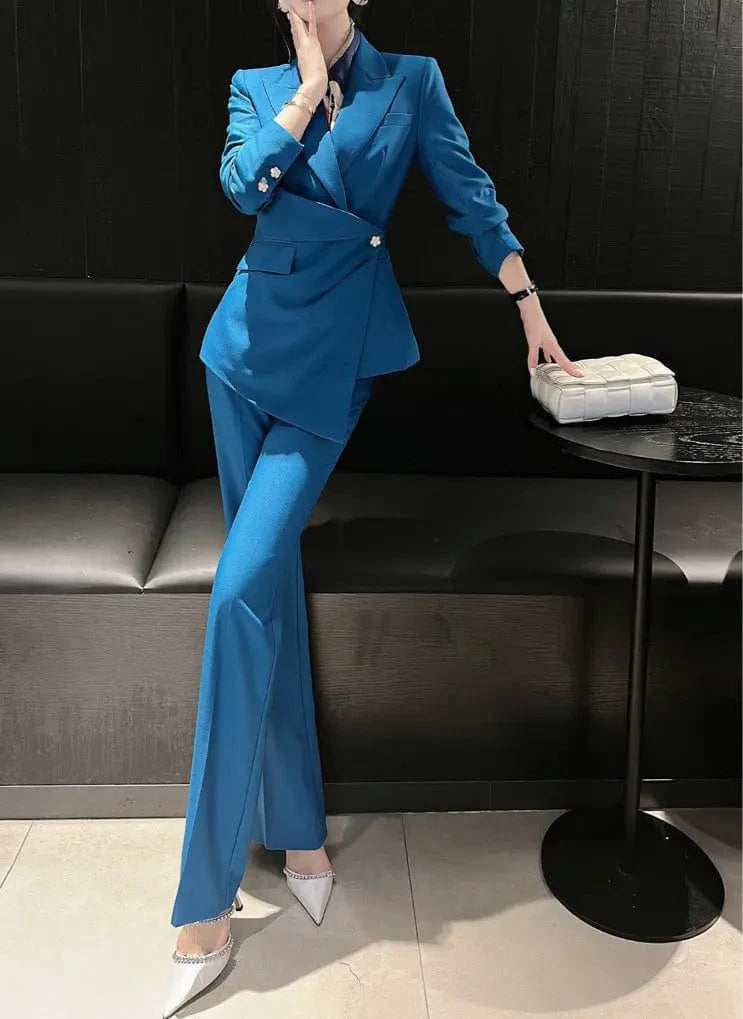 Fashion Leisure Women Suit Single Buttons Peak Lapel Blazer