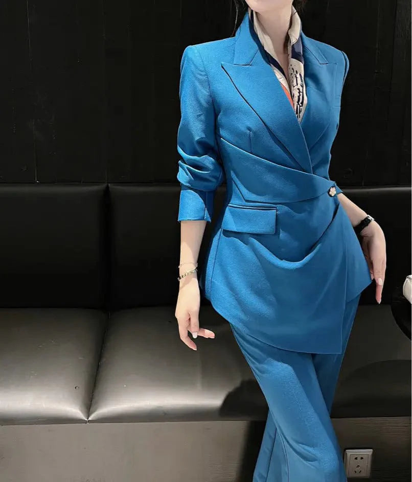 Fashion Leisure Women Suit Single Buttons Peak Lapel Blazer