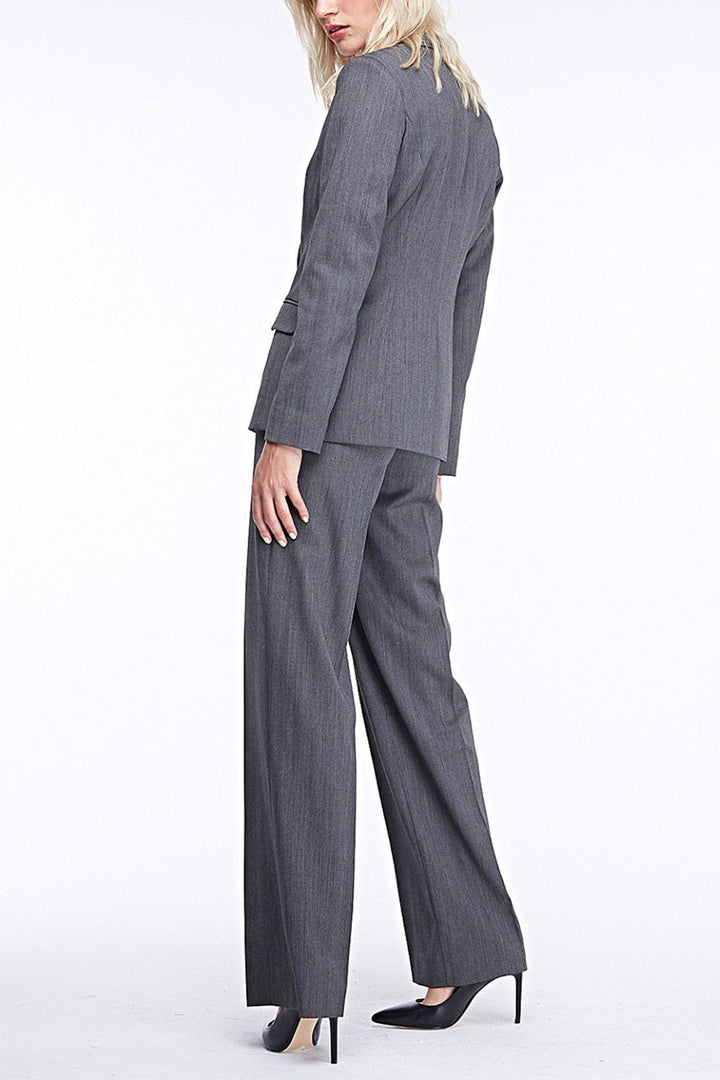 solovedress Grey Women Suit 2 Piece Single Buttons Notch Lapel Blazer (Blazer+Pants)