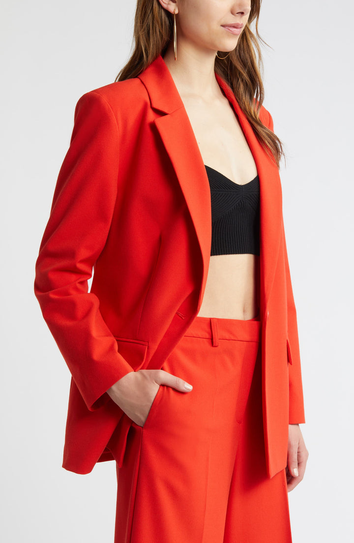 solovedress Red 2 Piece Casual Notch Lapel Women Suit (Blazer+Pants)