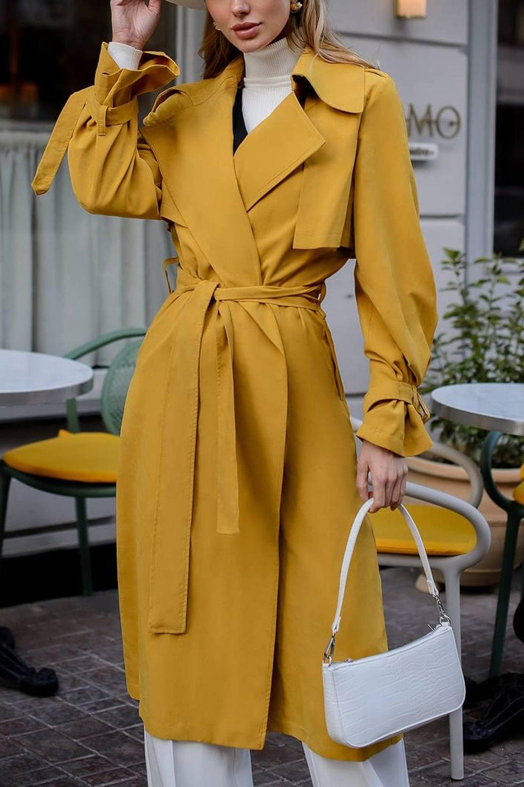 solovedress Spring Lapel Fashion Casual Belt Waisted Women's Trench Coat