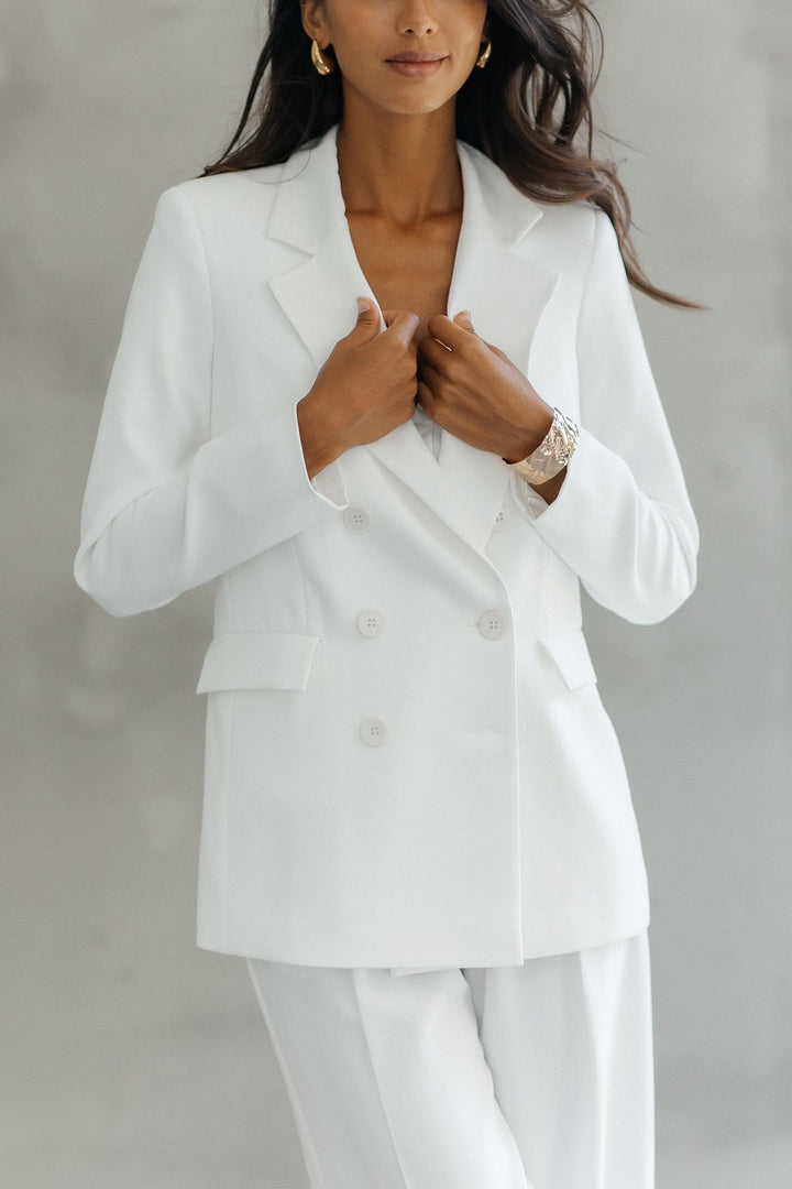 solovedress White 3 Piece Double Breasted Business Casual Women Suit