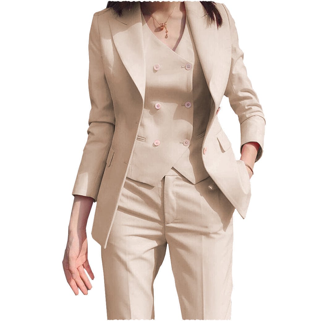 Office Women 3 Piece Suit With Tight Pants Dual Color, Vest Suit