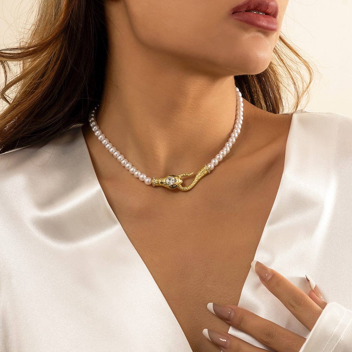 Women s Light Luxury Simple Diamond Pearl Necklace