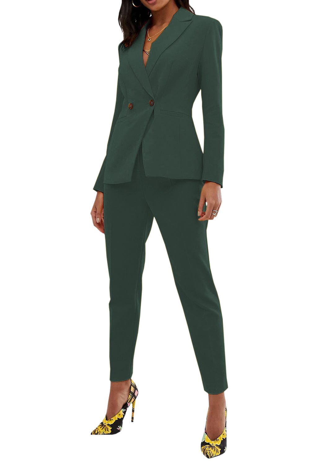 solovedress Women Suit 2 Piece Business Casual Peak lapel Blazer(Blazer+Pants)